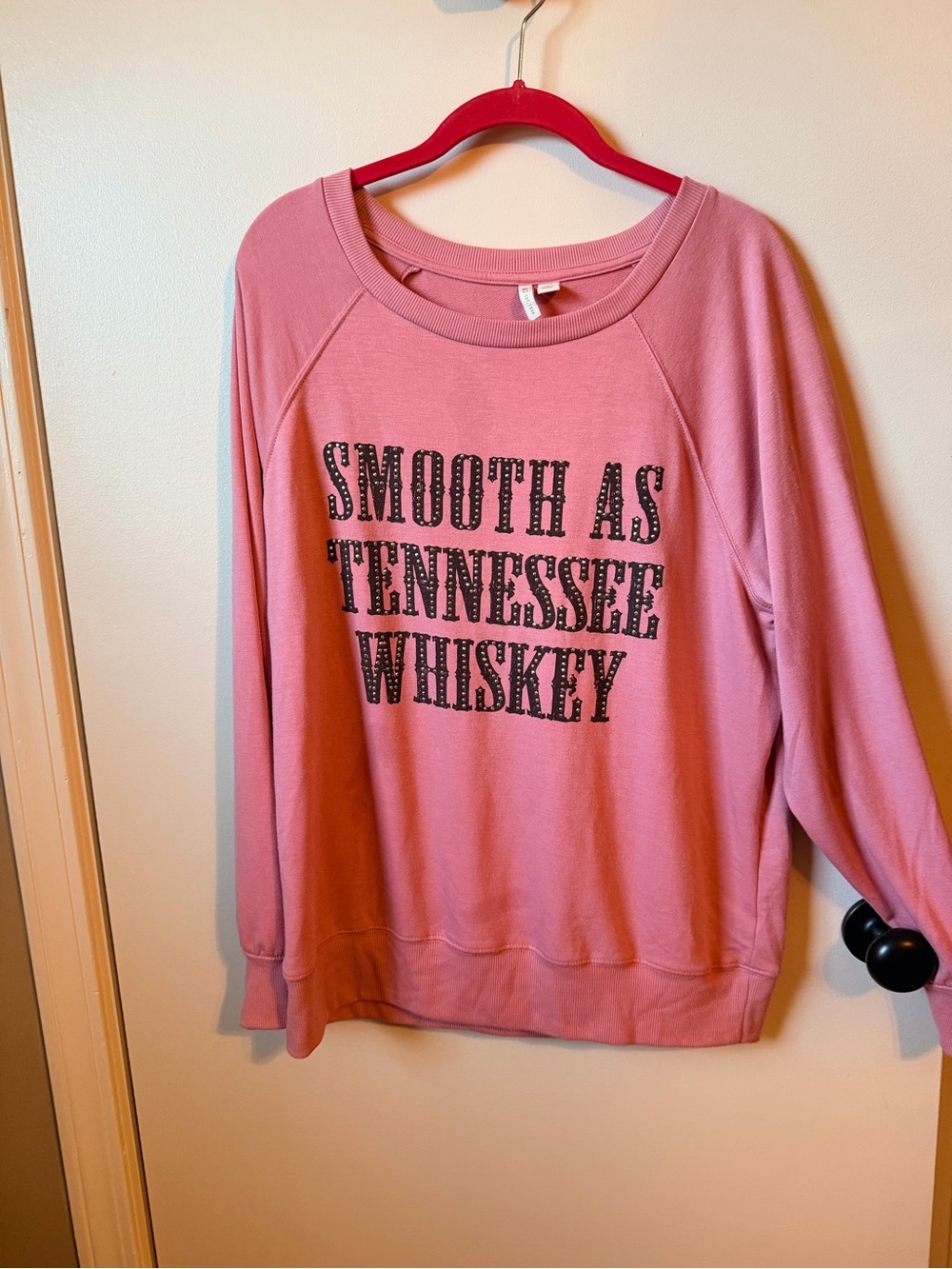 Women's Pink Graphic Sweatshirt - Smooth As Tennessee Whiskey Sz. L